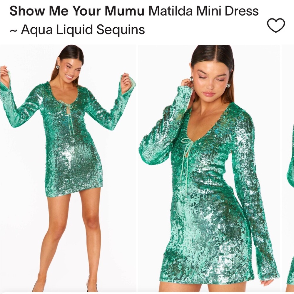 Show Me Your Mumu- Matilda Mini Dress ~ Aqua Liquid Sequins